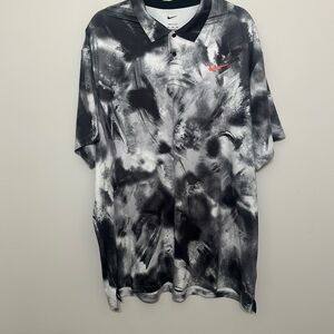 NWT Nike Mens White Black Ombre Print Dri-Fit Tour Golf Polo Shirt Size 2XL